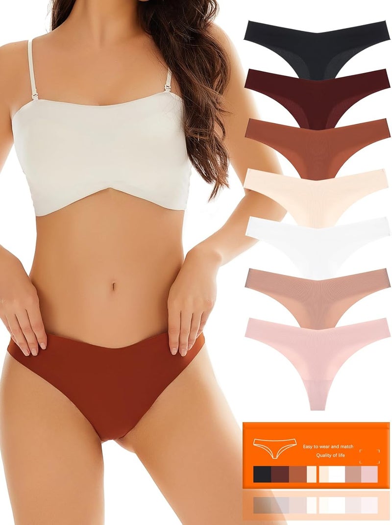 stland 7-Pack Seamless underwear Thongs for Women, No Show Breathable Ladies Thongs Comfortable Panties - Image 1